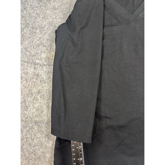 LAFAYETTE 148 Women's XL Basic Shirt Top 3/4 Sleeve V Neck Black Minimalist - Picture 7 of 7
